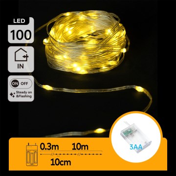Aigostar - LED božićne lampice 100xLED/3xAA 10,3 m topla bijela