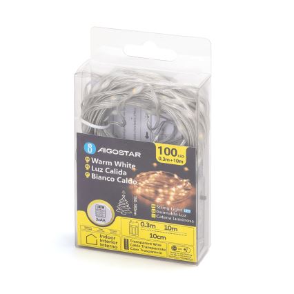 Aigostar - LED božićne lampice 100xLED/3xAA 10,3 m topla bijela
