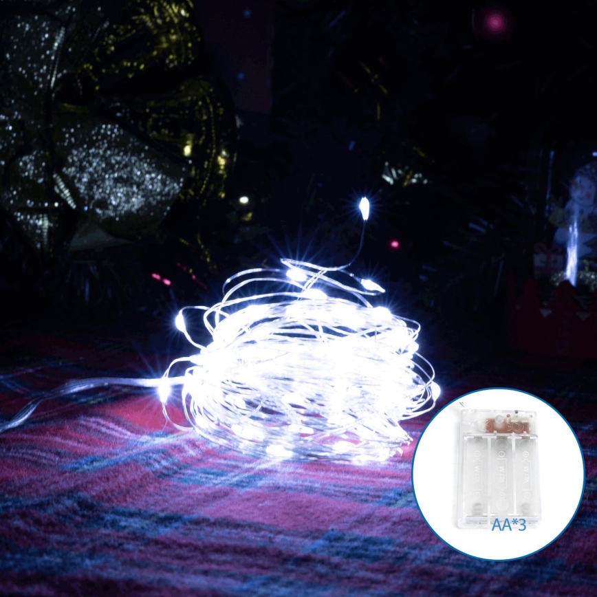 Aigostar - LED Božićne lampice 100xLED/3xAA 10,3m hladna bijela