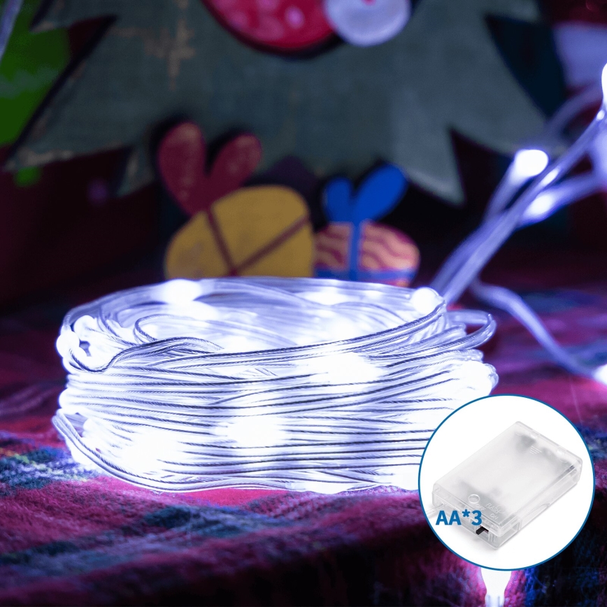 Aigostar - LED Božićne lampice 100xLED/3xAA 10,3m hladna bijela