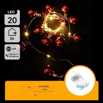 Aigostar - LED božićne lampice 20xLED/3xAA 2m topla bijela