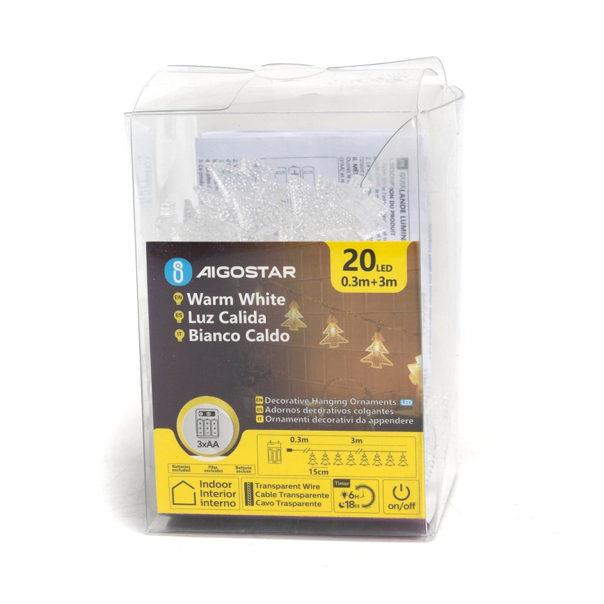 Aigostar - LED Božićne lampice 20xLED/3xAA 3,3m drvca
