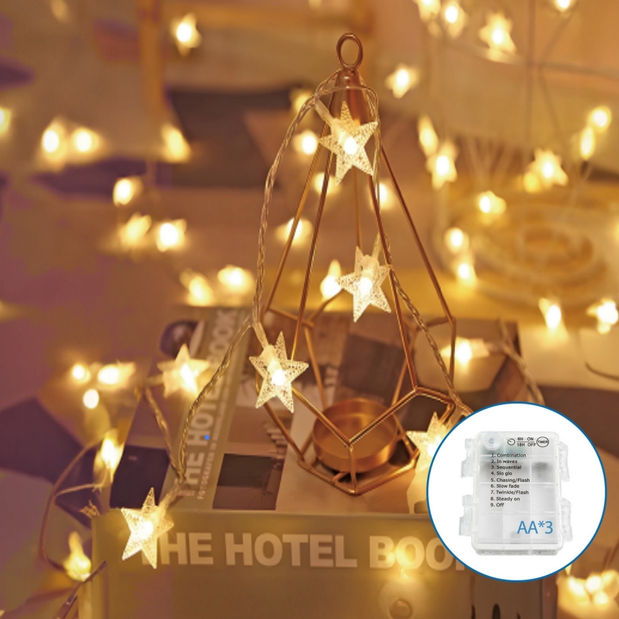 Aigostar - LED Božićne lampice 20xLED/3xAA 3,3m zvijezde