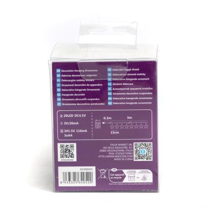 Aigostar - LED Božićne lampice 20xLED/3xAA 3,3m zvijezde
