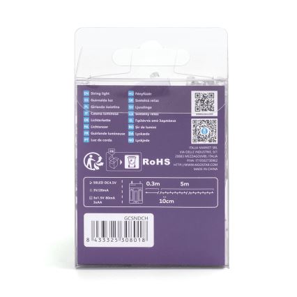 Aigostar - LED Božićne lampice 50xLED/3xAA 5,3m multicolor