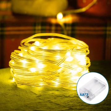 Aigostar - LED Božićne lampice 50xLED/3xAA 5,3m topla bijela