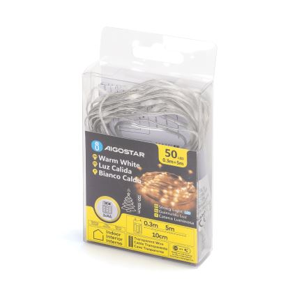 Aigostar - LED Božićne lampice 50xLED/3xAA 5,3m topla bijela