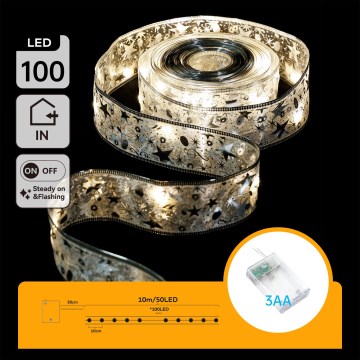 Aigostar - LED božićni lanac 100xLED/3xAA 10 m topla bijela srebrna