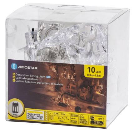 Aigostar - LED božićni niz 10xLED/3xAA 1,5m topla bijela, jelenski motiv