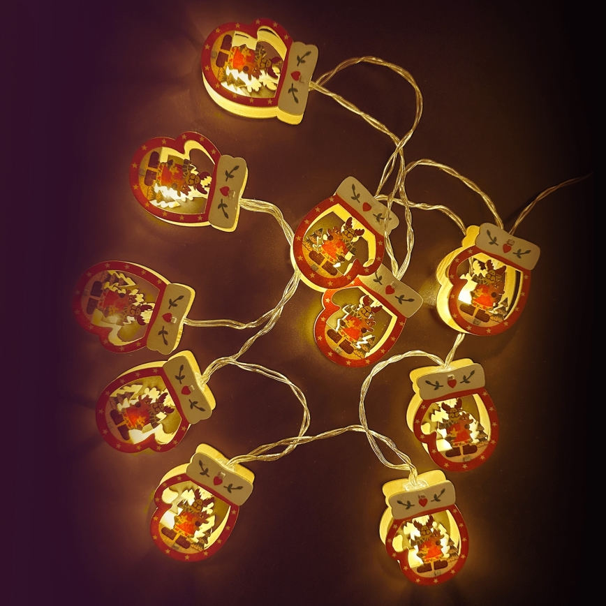 Aigostar - LED božićni niz 10xLED/3xAA 1,5m topla bijela rukavica