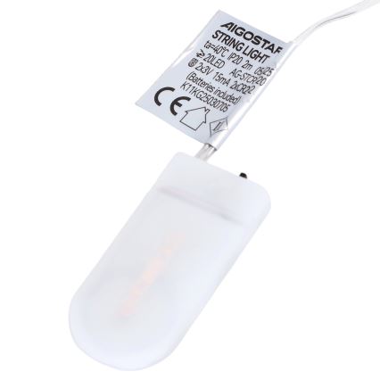Aigostar - LED božićni niz 20xLED/2xCR2032 2m višebojno