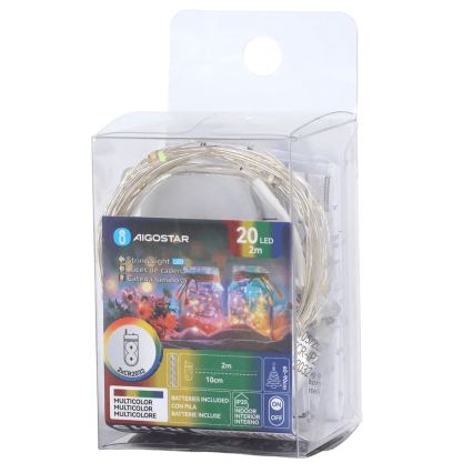 Aigostar - LED božićni niz 20xLED/2xCR2032 2m višebojno