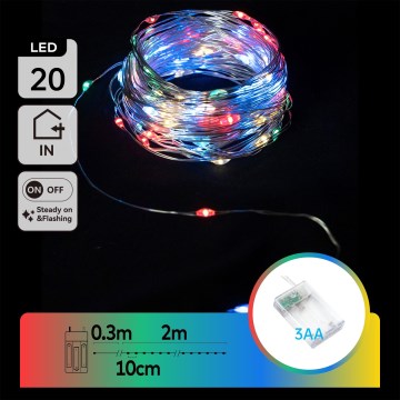Aigostar - LED Božićni niz 20xLED/3xAA 2,3m višebojan