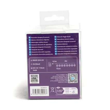 Aigostar - LED Božićni niz 20xLED/3xAA 3,3m pahuljice