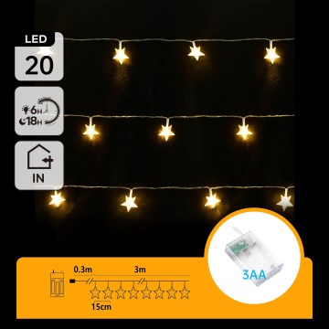 Aigostar - LED božićni niz 20xLED/3xAA 3,3m zvijezde