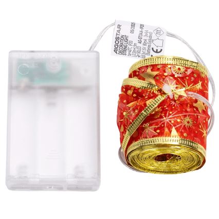 Aigostar - LED božićni niz 50xLED/3xAA, 5 m, topla bijela, crvena