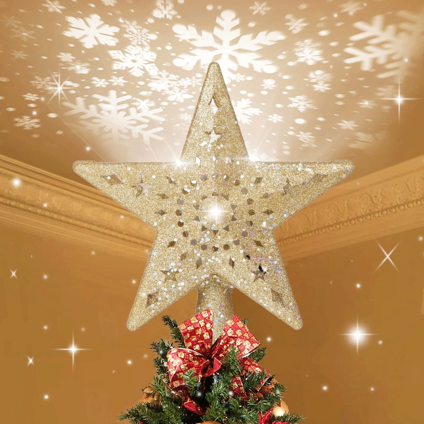 Aigostar - LED Božićni projektor snježnih pahuljica LED/5W/230V hladno bijela zlatna zvijezda