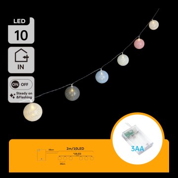 Aigostar - LED božićni svjetlosni lanac 10xLED/3xAA 2m topla bijela