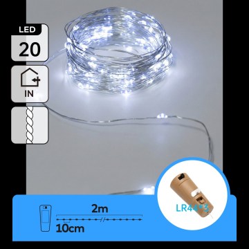 Aigostar - LED dekorativni lanac s čepom za bocu 20xLED/3xLR44 2m hladno bijela