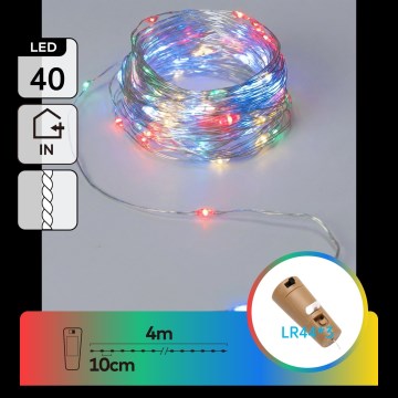 Aigostar - LED dekorativni lanac s čepom za bocu 40xLED/3xLR44 4m u više boja