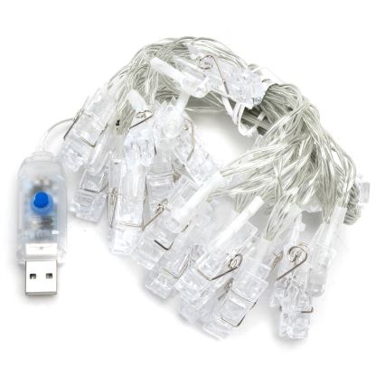 Aigostar - LED dekorativni niz 20xLED/5W/USB 6 m topla bijela