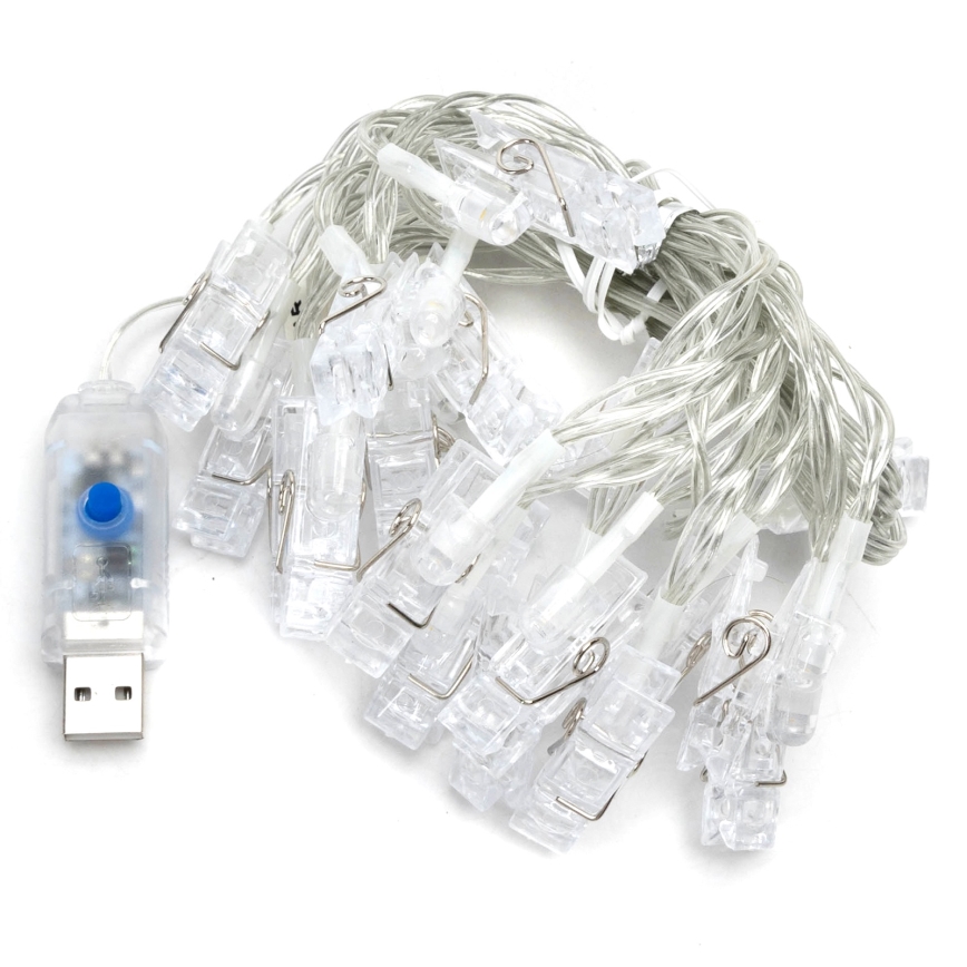 Aigostar - LED dekorativni niz 20xLED/5W/USB 6 m topla bijela