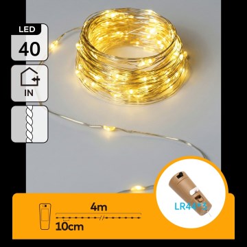 Aigostar - LED dekorativni niz s čepom za bocu 40xLED/3xLR44 4m topla bijela