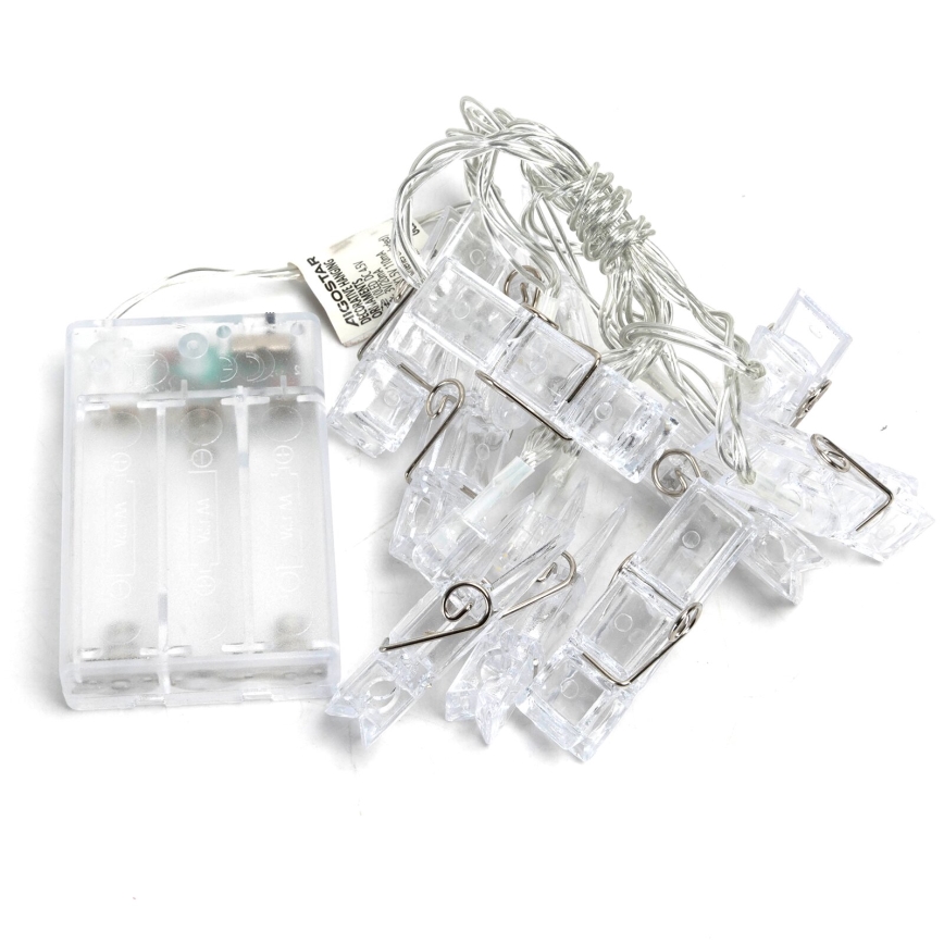 Aigostar - LED dekorativni niz sa štipaljkama 20xLED/3xAA 3,3 m topla bijela