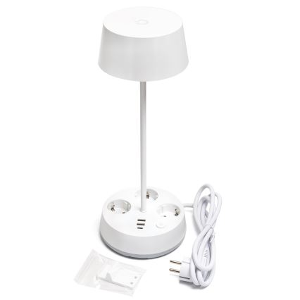 Aigostar - LED Dimmable stolna lampa s utičnicama i USB LED/4,6W/230V 3000/4000/6500K bijela