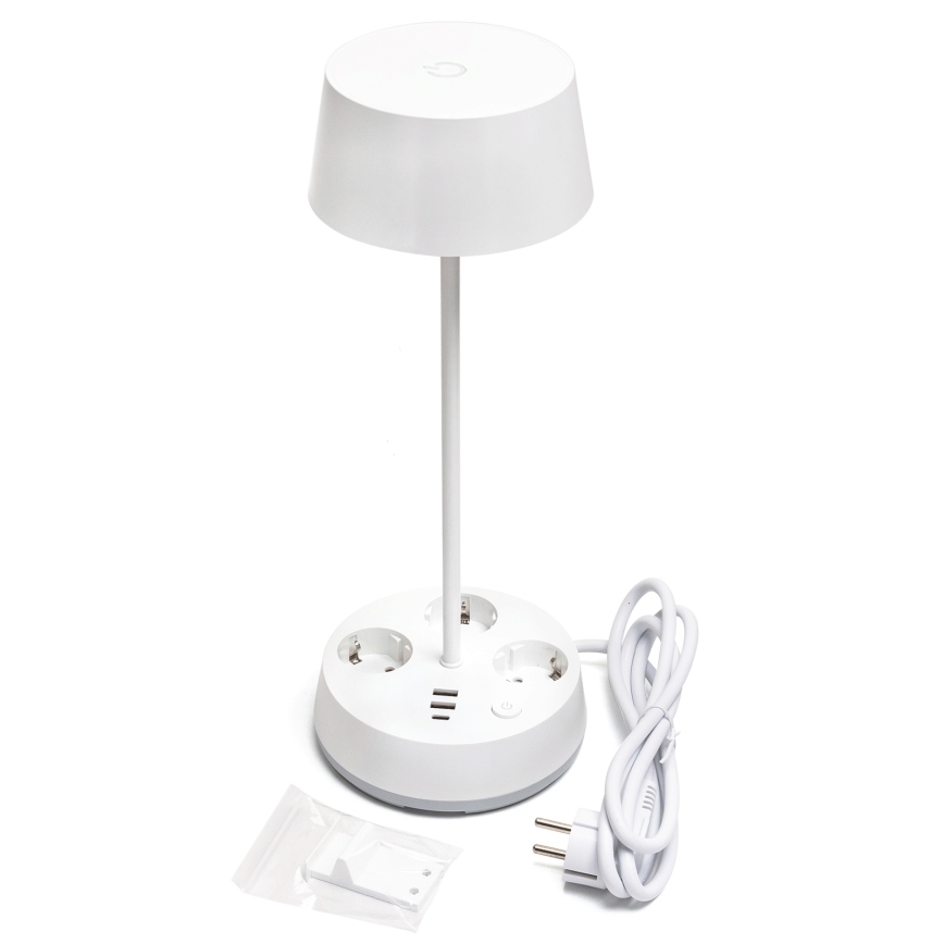 Aigostar - LED Dimmable stolna lampa s utičnicama i USB LED/4,6W/230V 3000/4000/6500K bijela