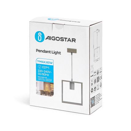 Aigostar - LED drveni luster na sajli 1xE27/9W/230V 2200K borovina