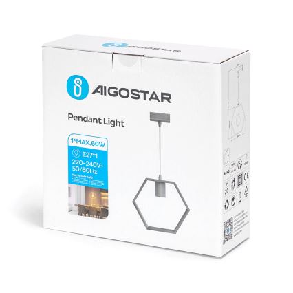 Aigostar - LED drveni luster na sajli 1xE27/9W/230V 2200K borovina