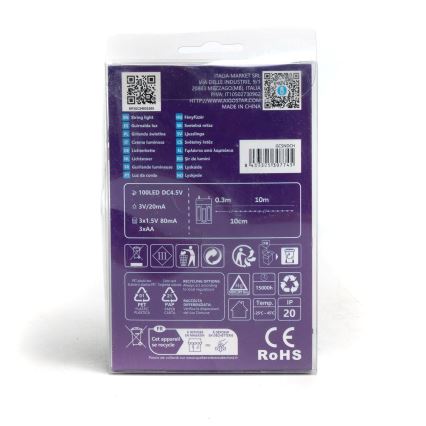 Aigostar - LED lanac 100xLED/3xAA 10,3 m hladna bijela