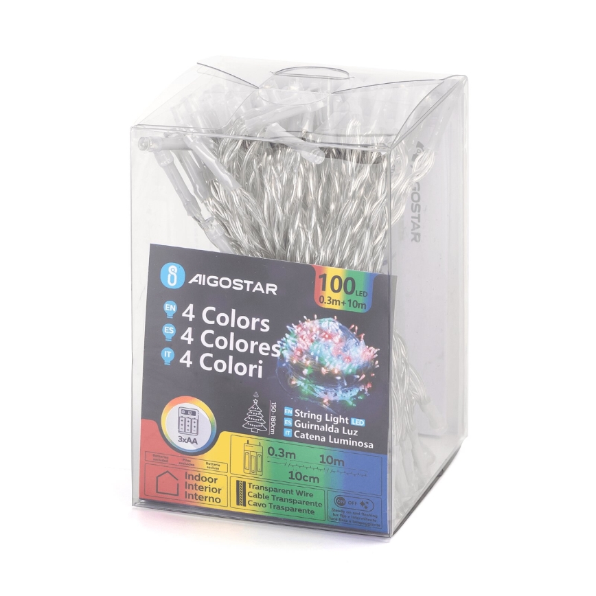 Aigostar - LED  lanac 100xLED/3xAA 10,3m višebojni