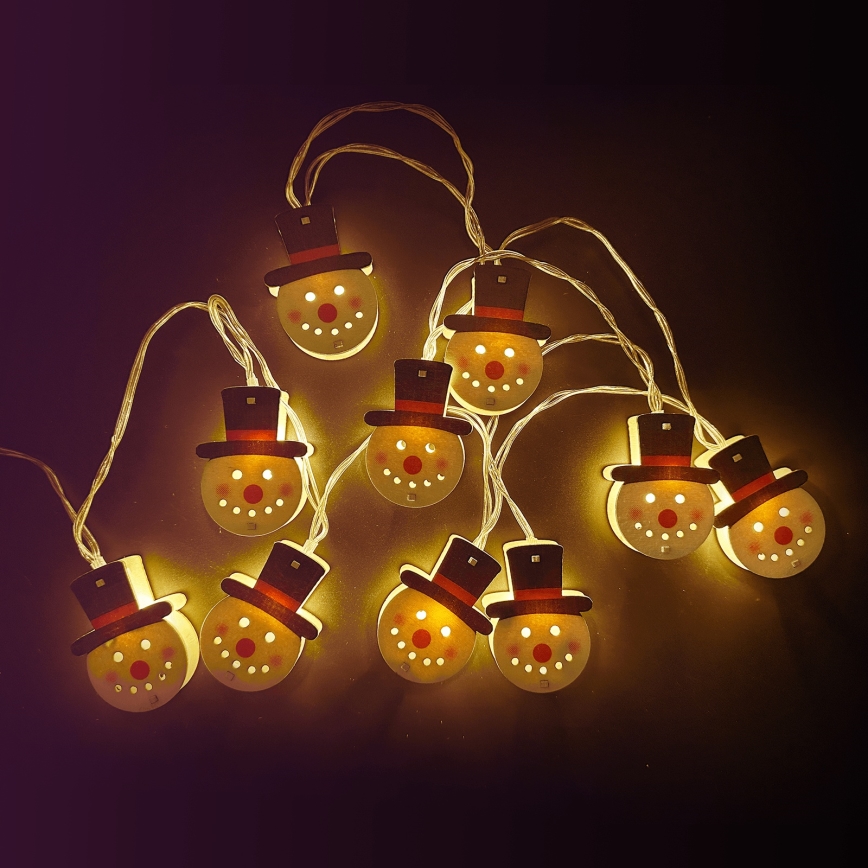 Aigostar - LED lanac 10xLED/3xAA 1,5m topla bijela snjegović