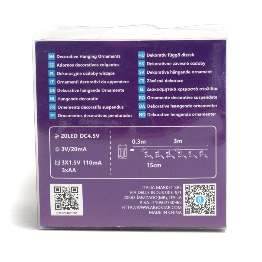 Aigostar - LED  lanac 20xLED/3xAA 3,3m sobovi