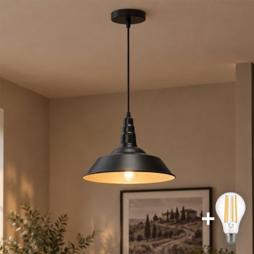 Aigostar - LED luster na sajli, 1x E27/60W/230V, promjer 36 cm, crne boje