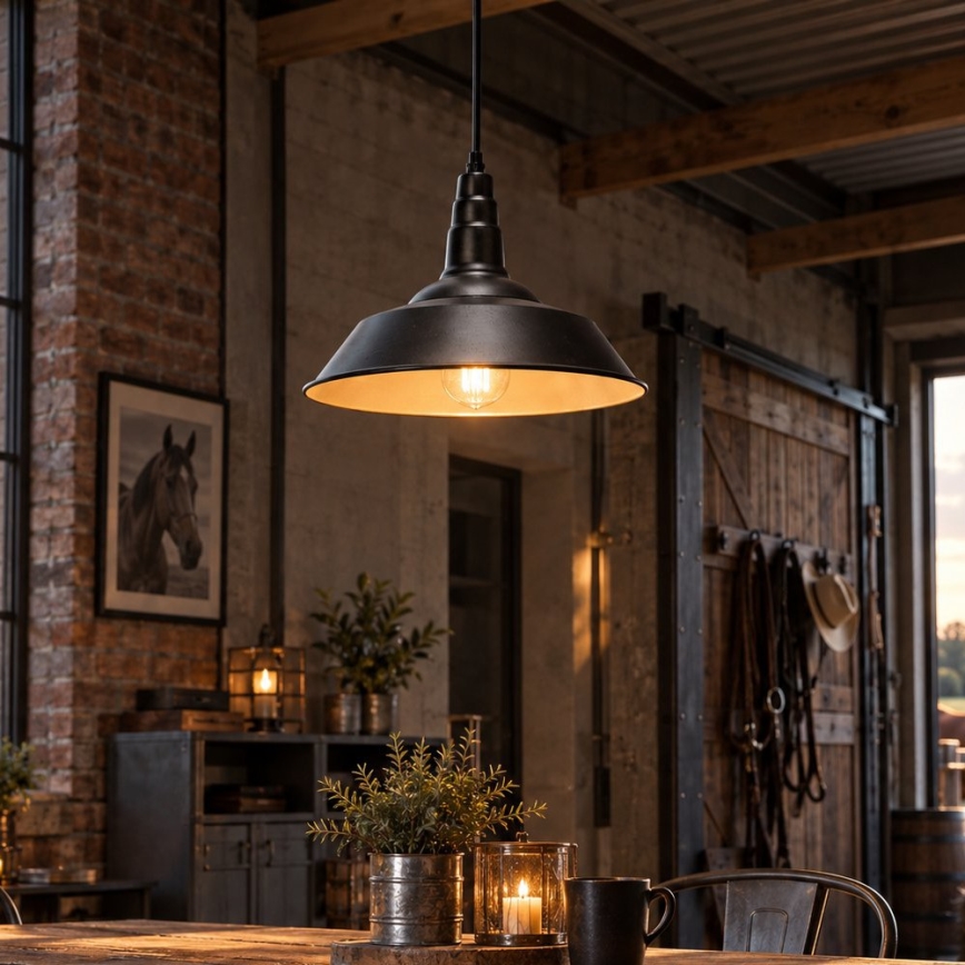 Aigostar - LED luster na sajli, 1x E27/60W/230V, promjer 36 cm, crne boje