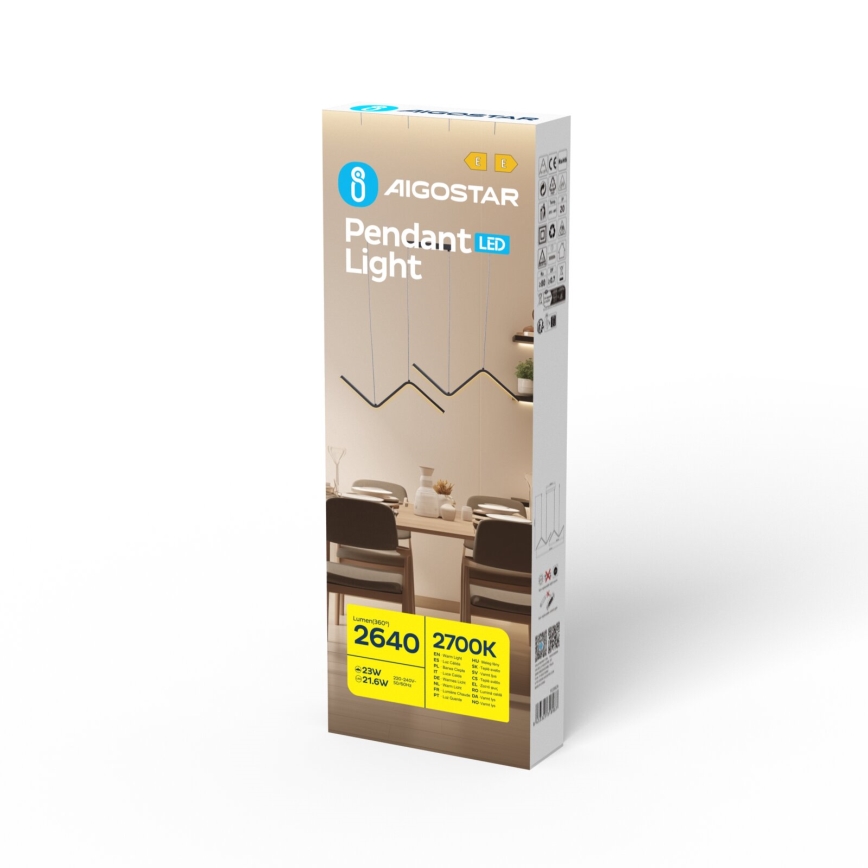 Aigostar - LED Luster na sajli LED/23W/230V 2700K