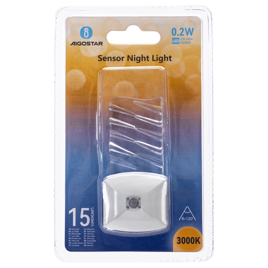 Aigostar - LED Noćno svjetlo sa senzorom za dan/noć LED/0,2W/230V 3000K