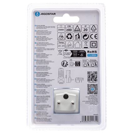 Aigostar - LED Noćno svjetlo sa senzorom za dan/noć LED/0,2W/230V 3000K