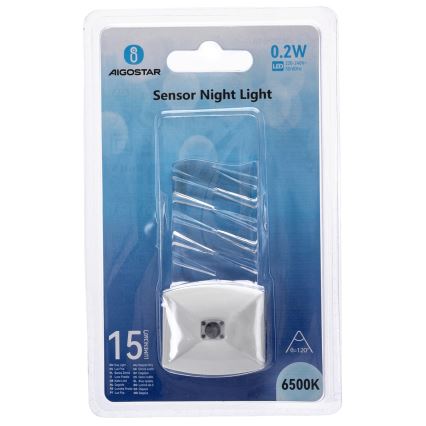 Aigostar - LED Noćno svjetlo sa senzorom za dan/noć LED/0,2W/230V 6500K