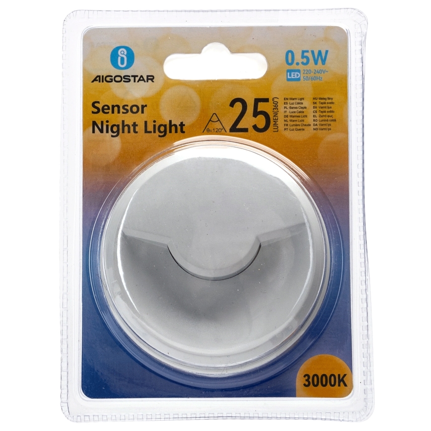 Aigostar - LED noćno svjetlo sa sumrak senzorom LED/0,5W/230V 3000K