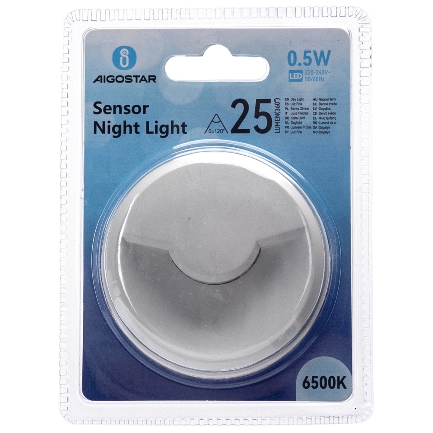 Aigostar - LED Noćno svjetlo sa senzorom za dan/noć LED/0,5W/230V 6500K