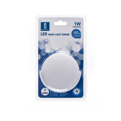 Aigostar - LED Noćno svjetlo sa senzorom za dan/noć LED/1W/230V 6500K okrugli