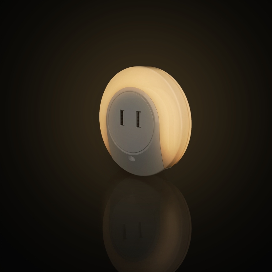 Aigostar - LED noćna svjetiljka sa senzorom sumraka za utičnicu s USB priključkom LED/0,4W/230V