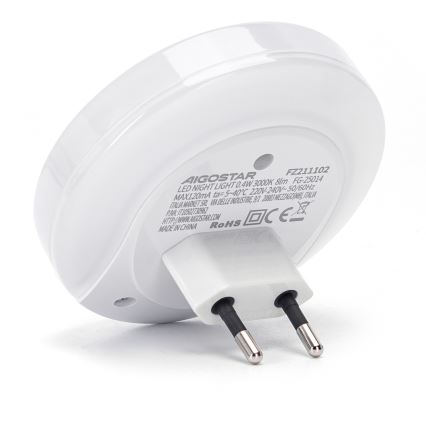 Aigostar - LED noćna svjetiljka sa senzorom sumraka za utičnicu s USB priključkom LED/0,4W/230V