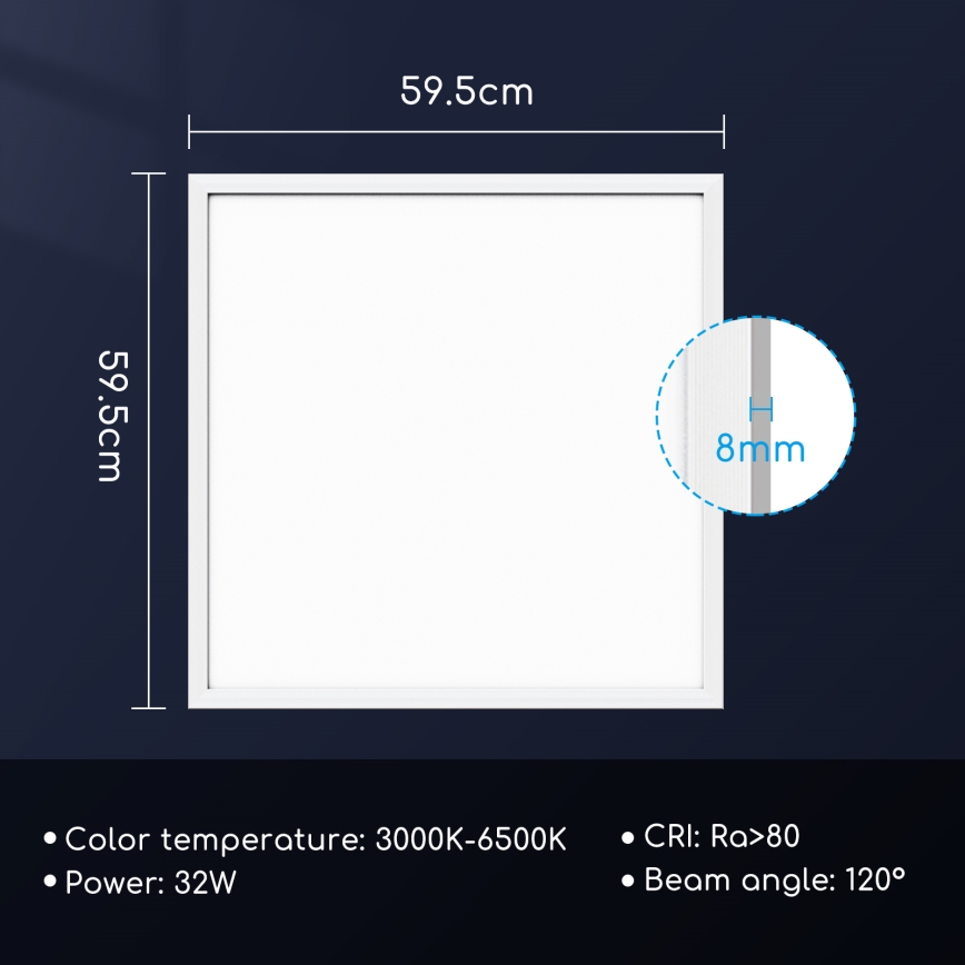 Aigostar - LED panel za spušteni strop s mogućnošću prigušivanja 32W/230V Wi-Fi 60x60 cm