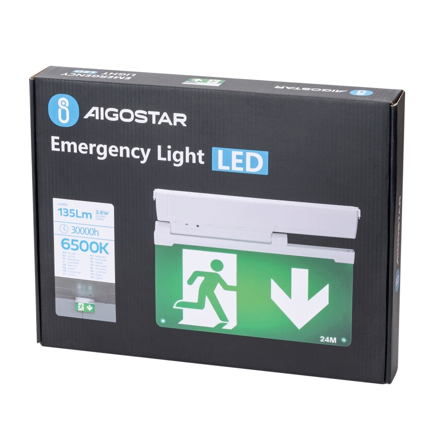Aigostar - LED Panik svjetiljka EMERGENCY EXIT LED/3,6W/230V 6500K 500mAh