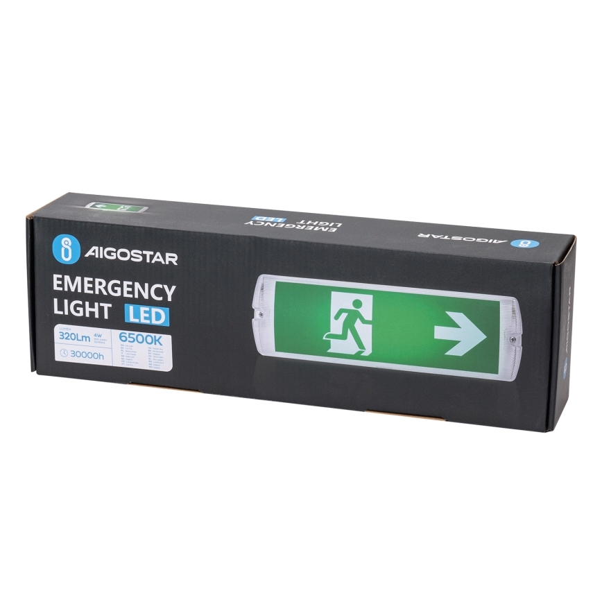 Aigostar - LED Panik svjetiljka EMERGENCY EXIT LED/4W/230V IP65 6500K 600mAh